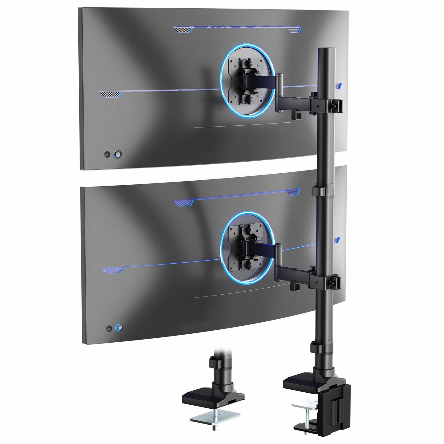 VIVO Dual Vertically Stacked Ultra-Wide Monitor Desk Mount with Extension Arms, Extra Tall Heavy Duty Adjustable Stand for 2 Ultrawide Screens up