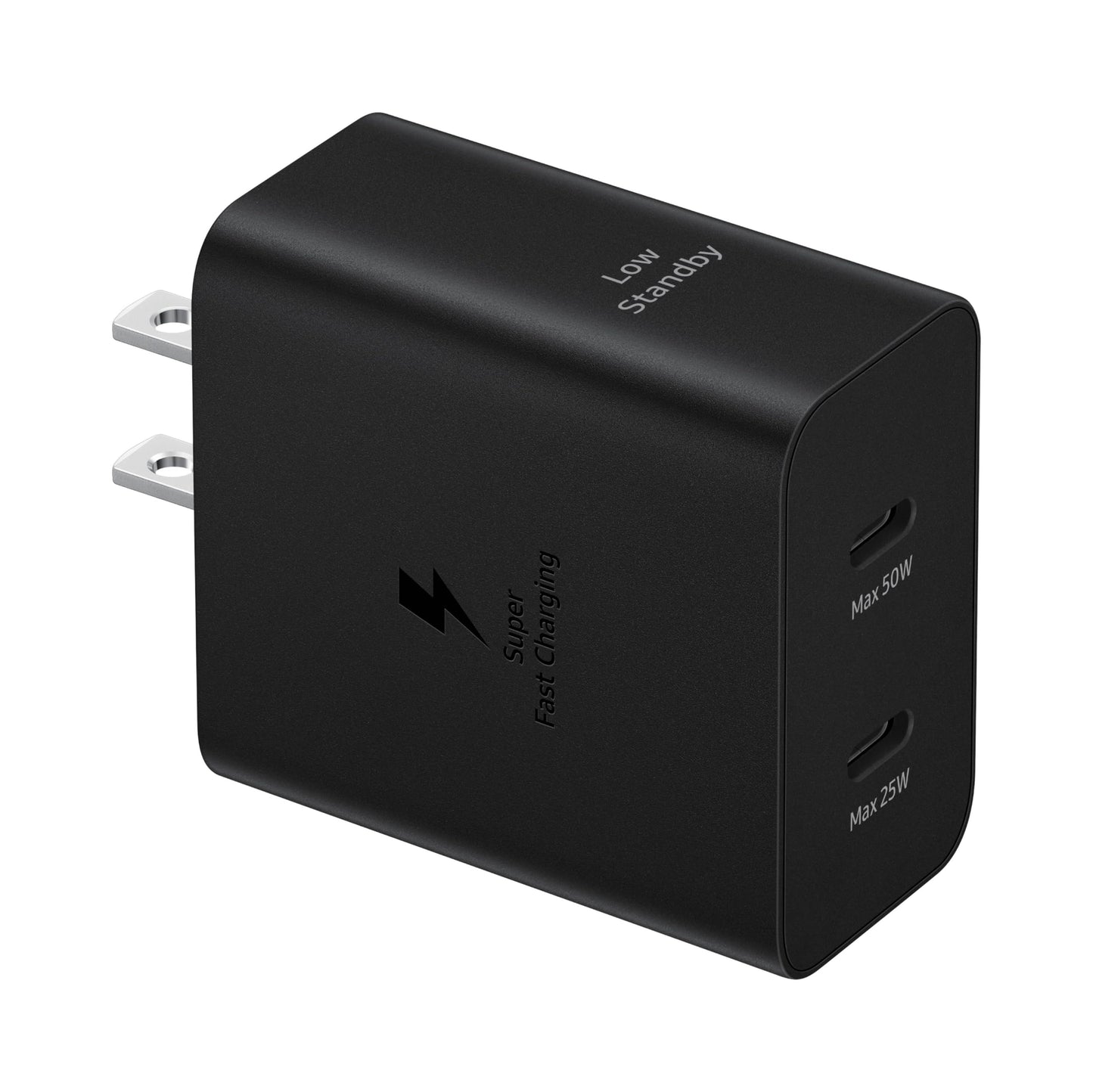SAMSUNG 50W Duo Power Adapter Wall Charger, 2 Ports, Cable Included, Super Fast Charging 2.0 for Galaxy Phones, Tablets, USB Type C Devices, Low