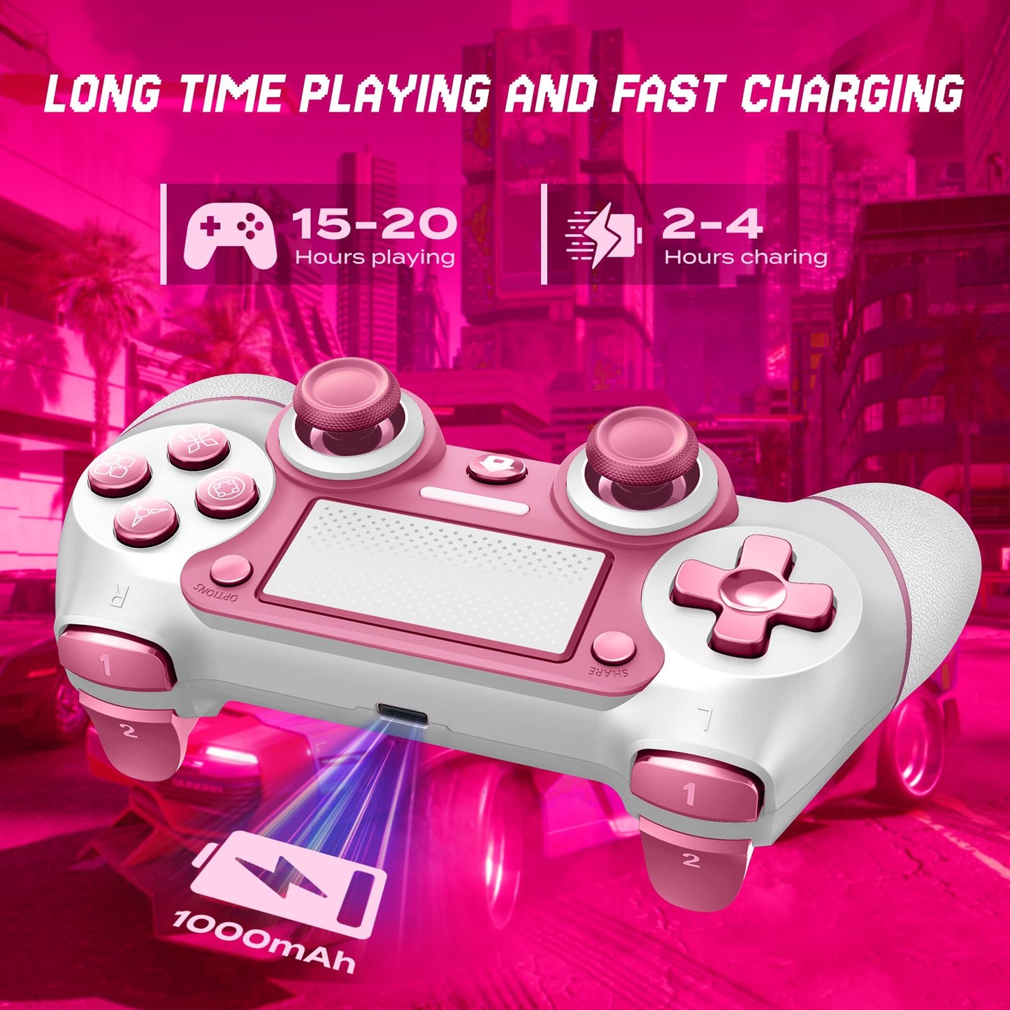 Wireless Controller Compatible with PS4/Pro/Slim, Black ps4 controller with Dual Vibration, 1000mAh Battery, 6-Axis Motion Sensor, Built-in Speaker