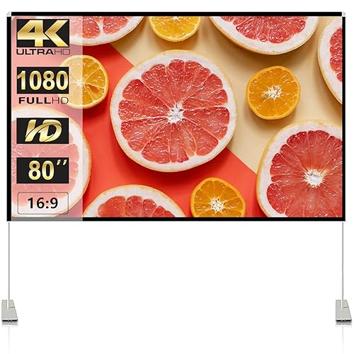 SKERELL Outdoor Projector Screen with Stand : Portable Projection Screen for Outside Theater Home Backyard Movies 80 inch [SKLI-080]