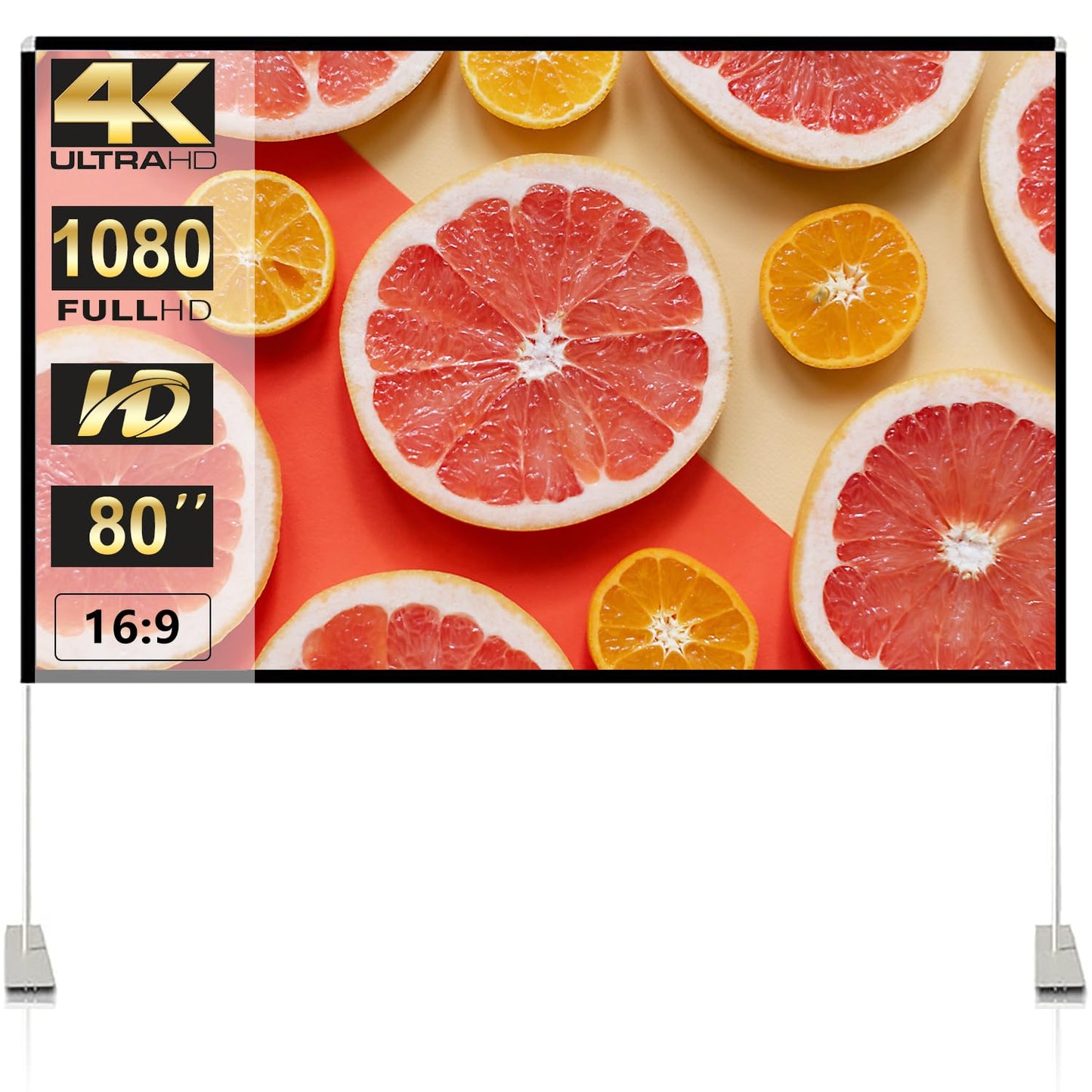 SKERELL Outdoor Projector Screen with Stand : Portable Projection Screen for Outside Theater Home Backyard Movies 80 inch [SKLI-080]