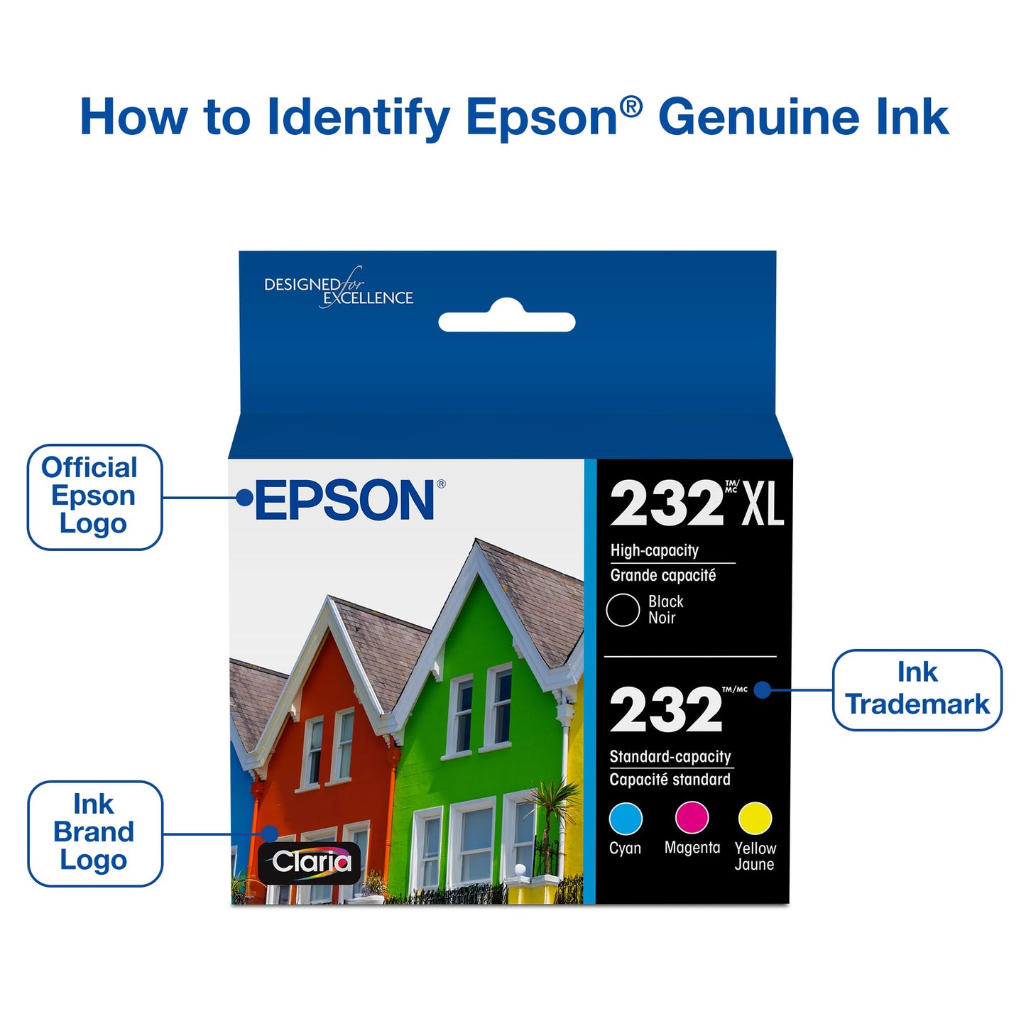 EPSON 232 Claria Ink High Capacity Black & Standard Color Cartridge Combo Pack (T232XL-BCS) Works with WorkForce WF-2930 ,2950 and Expression XP-4200