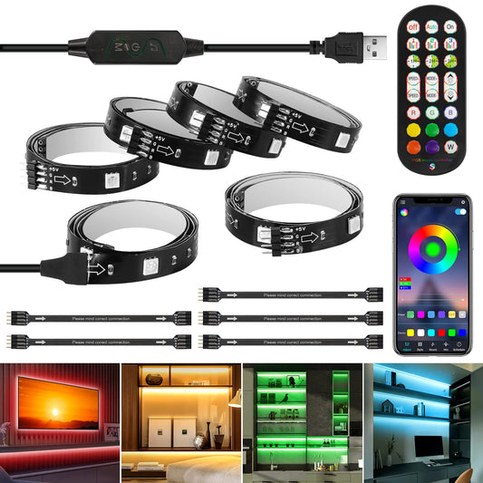 LED Strip Lights 10ft, 6 Pre-cut 1.64ft RGB LED Lights for 43-65 Inch TV, App Control TV LED Backlight with Remote, Music Sync USB Bias Lighting LED