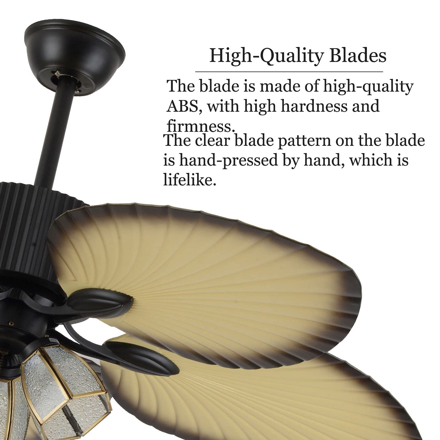 DYRABREST 52" Palm Island Ceiling Fan,3 Speed Tropical Ceiling Fan with Remote Control,5 Reversible Wood Blade,3 Crystals Lampshade (Type 1)