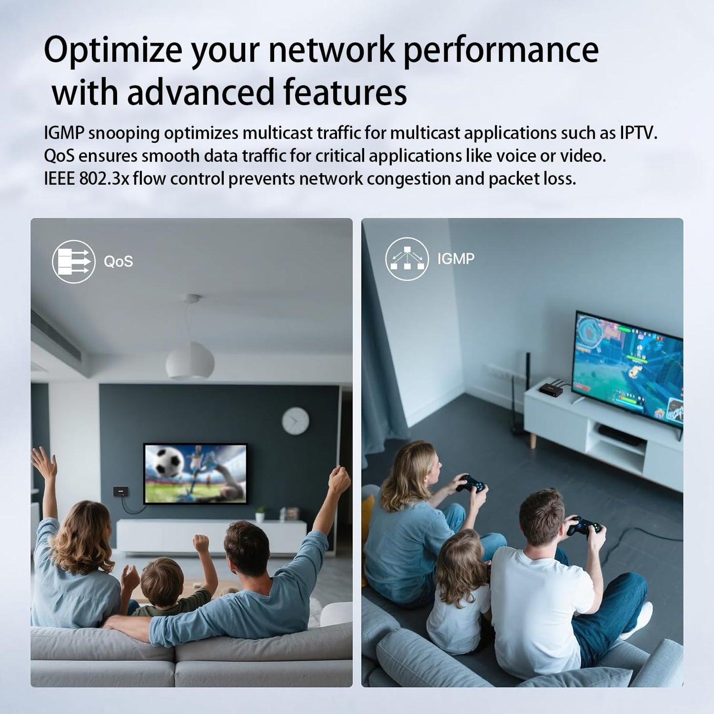 Tenda TEG1008M, 8 Port Gigabit Switch, Unmanaged Ethernet Switch with Traffic Optimization, Plug & Play, Fanless & Metal Design Network Switch Hub
