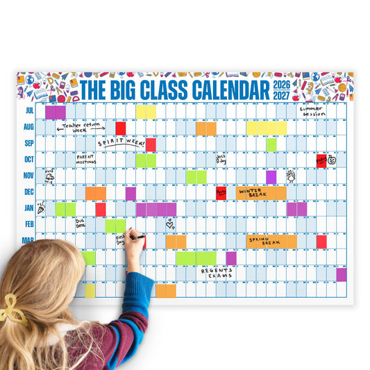 The Big A## Big Class School Year Dry Erase Wall Calendar July 2026 to June 2027 - Year-at-a-Glance for Classrooms & Home - Easy Hanging, Shaded