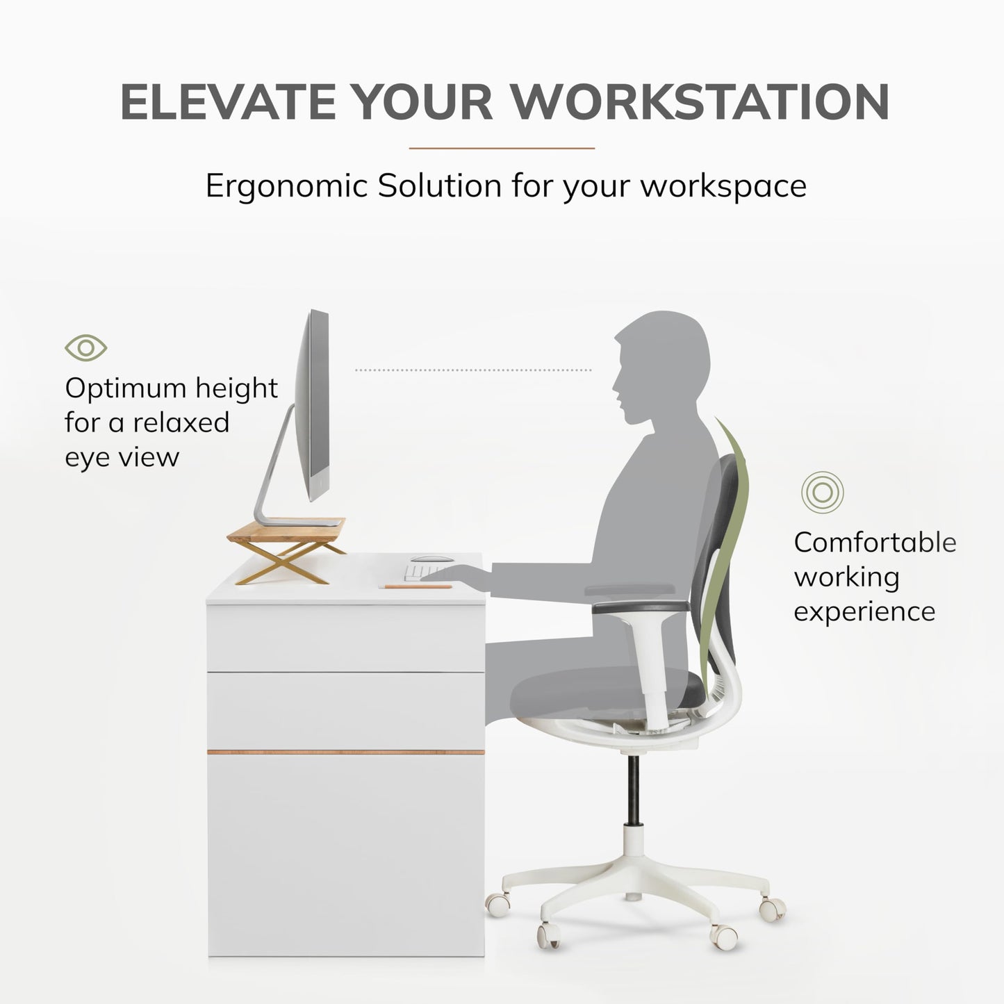 Anji Mountain Monitor Stand - Desktop Organizer & Laptop Riser, Ergonomic Monitor Riser, Space-Saving Monitor Stand for Desk, Durable Construction