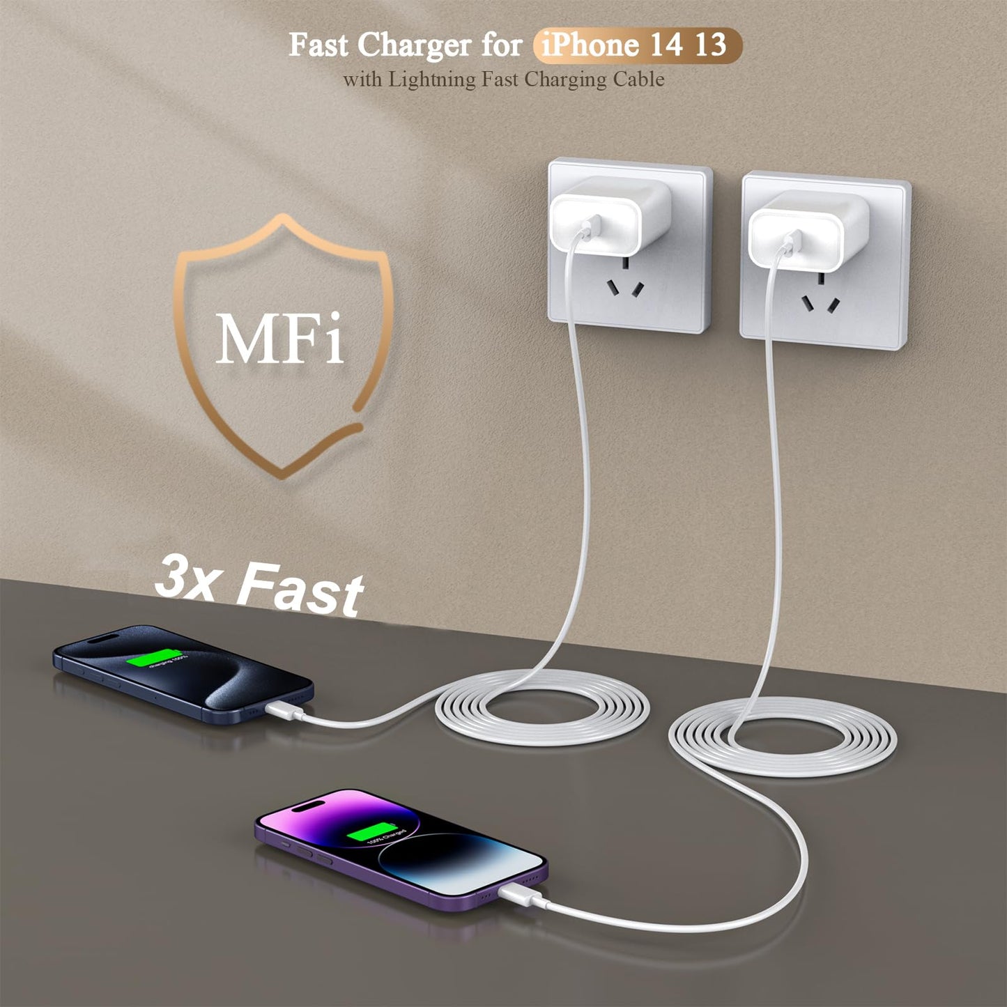 [Apple MFi Certified]10FT Fast iPhone Charger,Extra Long Apple Charger Fast Charging 2Pack USB C Charger Block Plug + 10Foot Lightning Cable Cord…