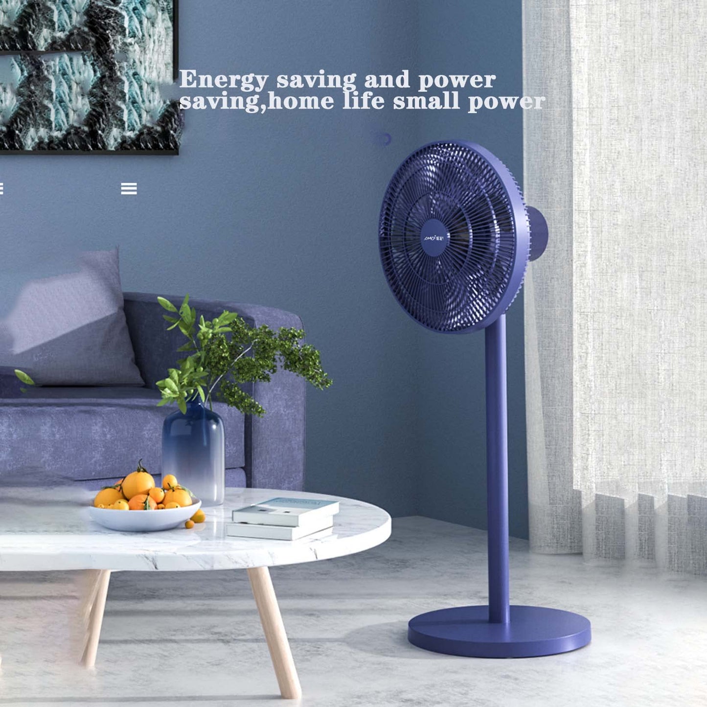 BNE Pedestal fan, 3-speed adjustment - 45 watts low power consumption - Quiet - Remote control - Oscillating head, suitable for office, home use