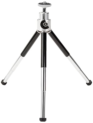 Amazon Basics Lightweight Portable Mini Travel Tripod with 360° Ball Head, Adjustable Height, Desktop, Black