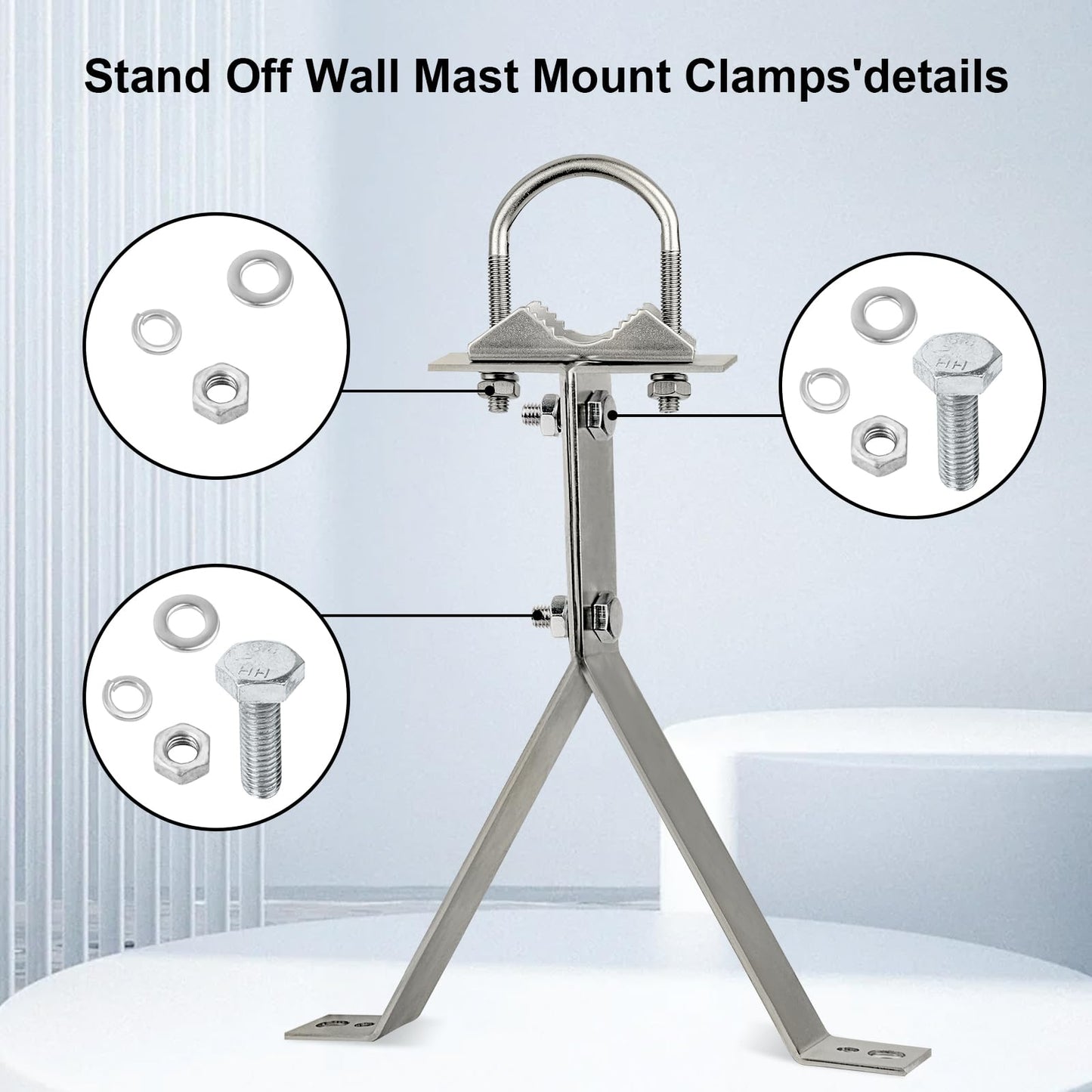 XRDS-RF Antenna Wall Mount 10 Inch Heavy-Duty Stand Off Wall Mast Mount Windproof Mounting Bracket for TV Mast (2-Leg + 2-Leg)