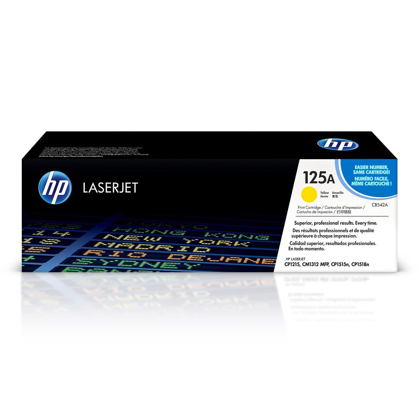 HP Original 125A Yellow Toner Cartridge | Works Color LaserJet CM1312 MFP Series, Color LaserJet CP1215, CP1515, CP1518 Series | CB542A