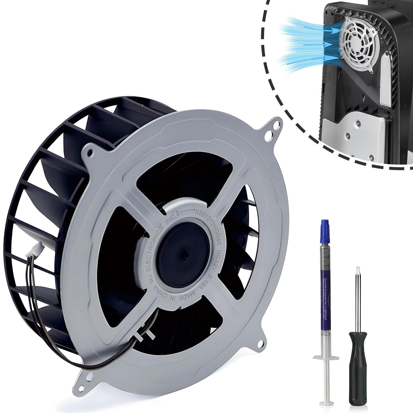 MEGAttA MPS5 Replacement of Internal Cooling Fan for Sony PS5 Cooling Fan PlayStation 5 PS5 Series 23 Blades 12V 2.15A Silence Cooler PS5 CPU Cooling