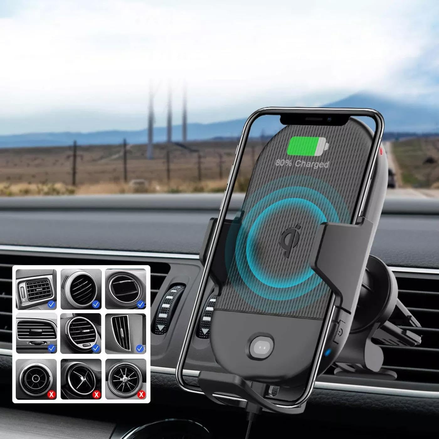 Fonus Car Wireless Charger Mount Air Vent Holder Compatible with Motorola Moto G Power 5G (2025,2024), Fast Charge Cradle Dock Auto Sensor 10W