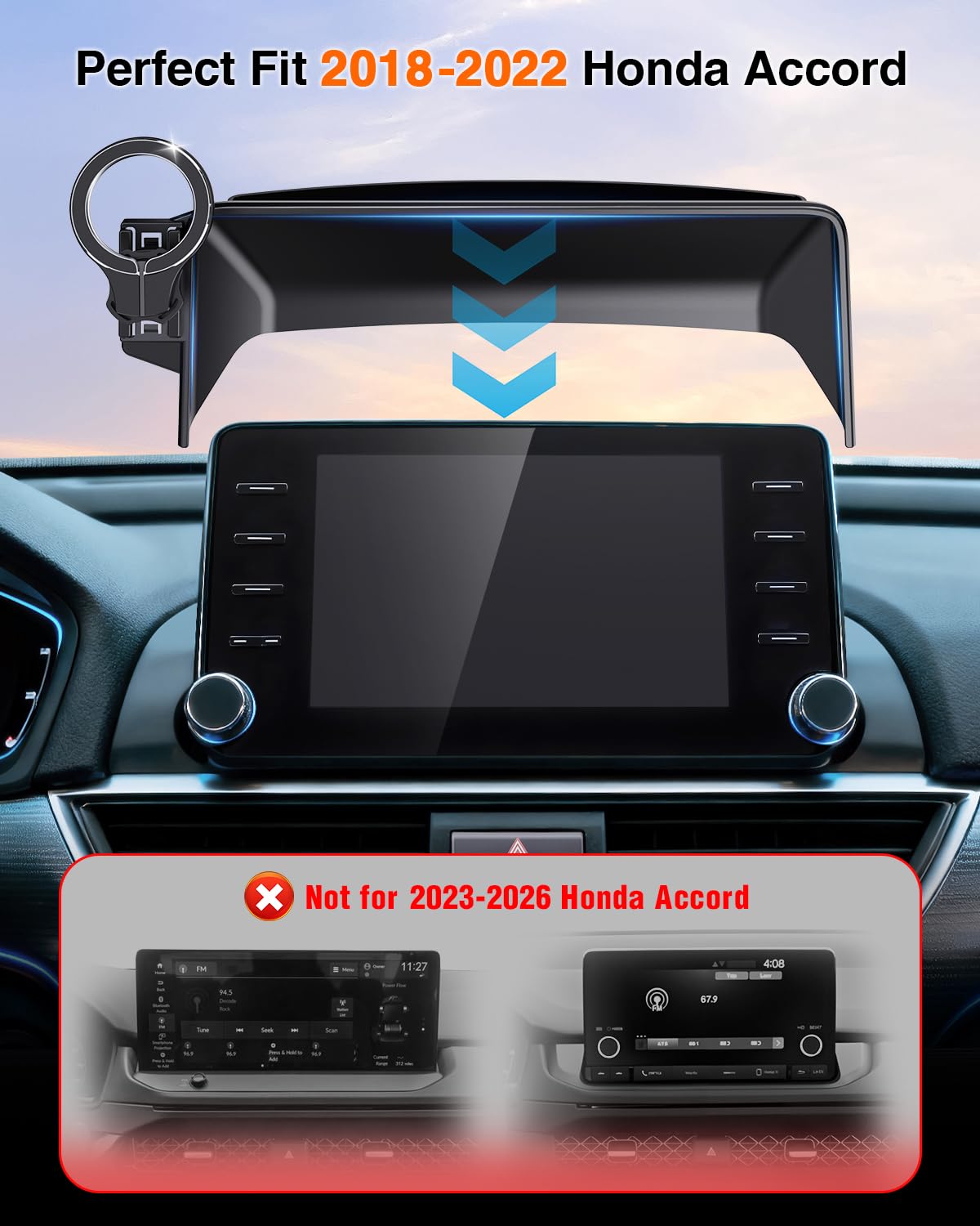 Magnetic Phone Holder for Honda Accord 2018 2019 2020 2021 2022 (10th Gen): for Magsafe Car Screen Mount Accessories Compatible with Touchscreen, All