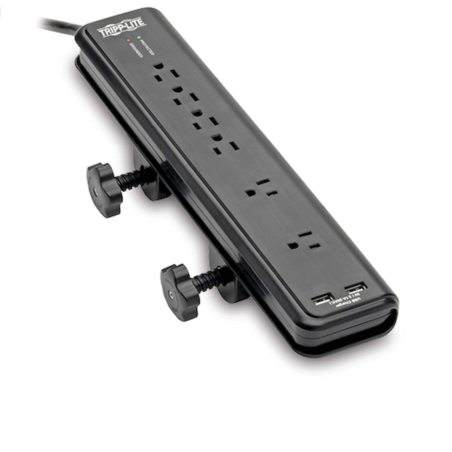 Tripp Lite 6-Outlet Surge Protector Power Strip with Desk Clamp Mount, 6 Foot / 1.83M Cord, 2100 Joules Protection, Dual USB, 40,000 Insurance