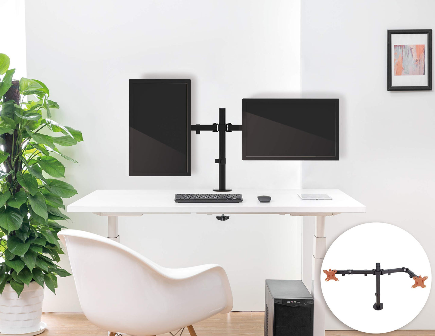 Stand Steady 2 Monitor Mount Desk Stand | Height Adjustable Double Monitor Stand with Desk Clamp| Full Articulation VESA Mount Fits Most LCD/LED