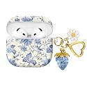 Compatible with AirPod 4,2024, The Full-Protection Shockproof Wireless Earphone case Comes with a Cute and Beautiful Strawberry Keychain Pendant
