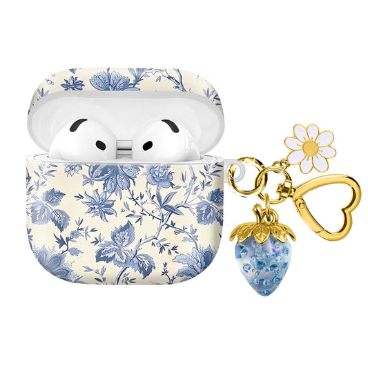 Compatible with AirPod 4,2024, The Full-Protection Shockproof Wireless Earphone case Comes with a Cute and Beautiful Strawberry Keychain Pendant