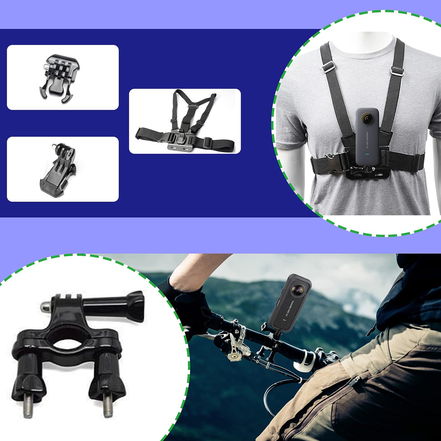 44 in 1 Action Camera Accessory Combo Kit -Compatible with Insta360 One X4,X3,X2?One R, X?for Gopro Here 10,11