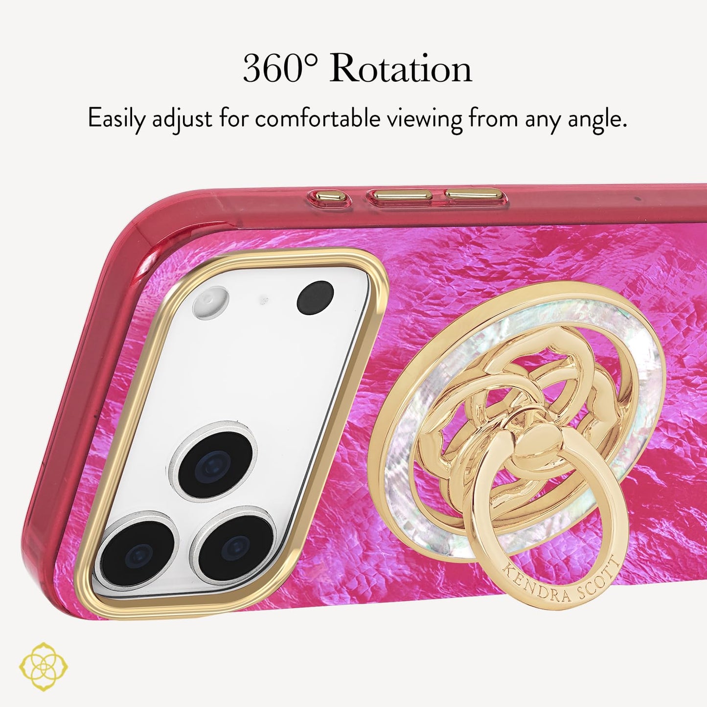 Kendra Scott Magnetic Phone Ring Grip with Stand - Removable and Collapsible - Mother of Pearl Medallion