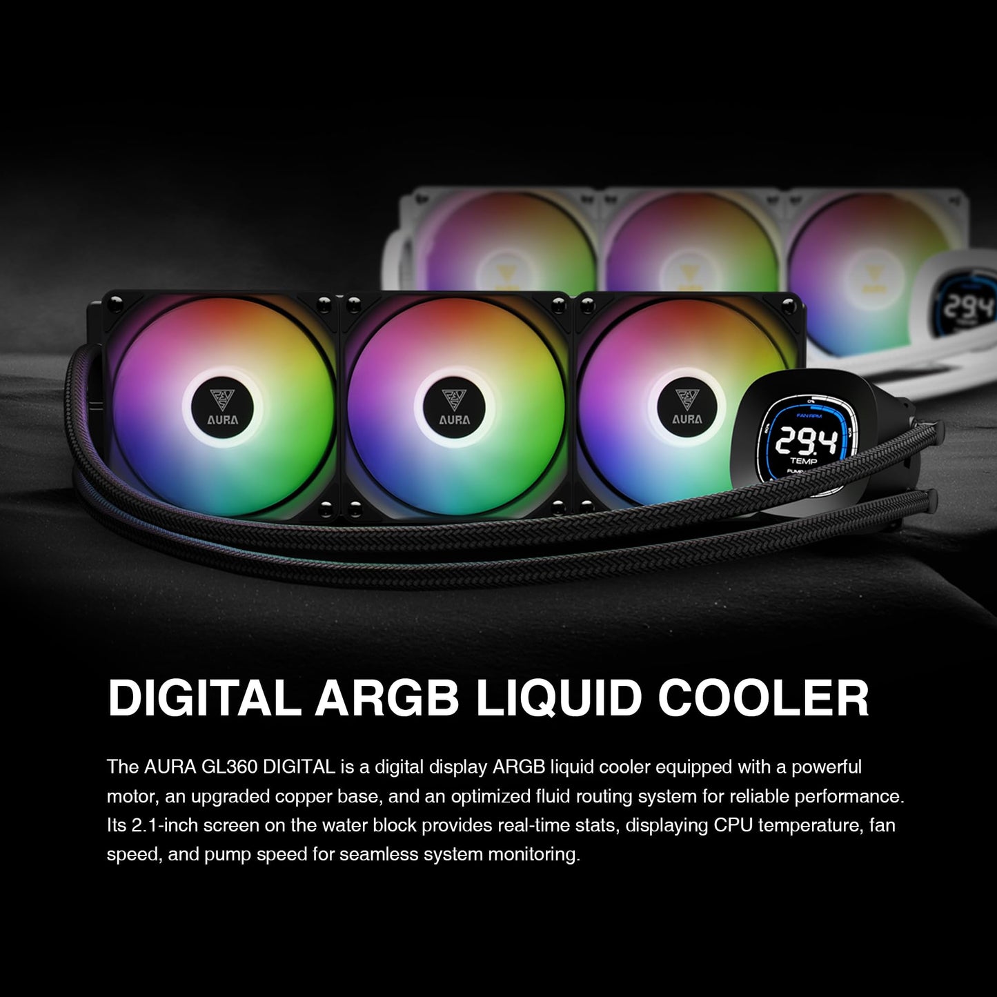 GAMDIAS Aura GL360 Digital AIO PC CPU Liquid Cooler