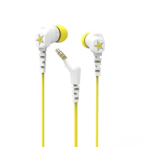 SCOSCHE HP200RSWTYL Rockstar ThudBuds Noise Isolation Earbuds with 4 ft. Cable and 3.5mm Connector - White/Yellow