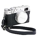Bowan X100V Camera Case, Handmade Genuine Real Leather Half Camera Case Bag Cover for Fujifilm X100V Camera Bottom Opening Version + Hand Strap