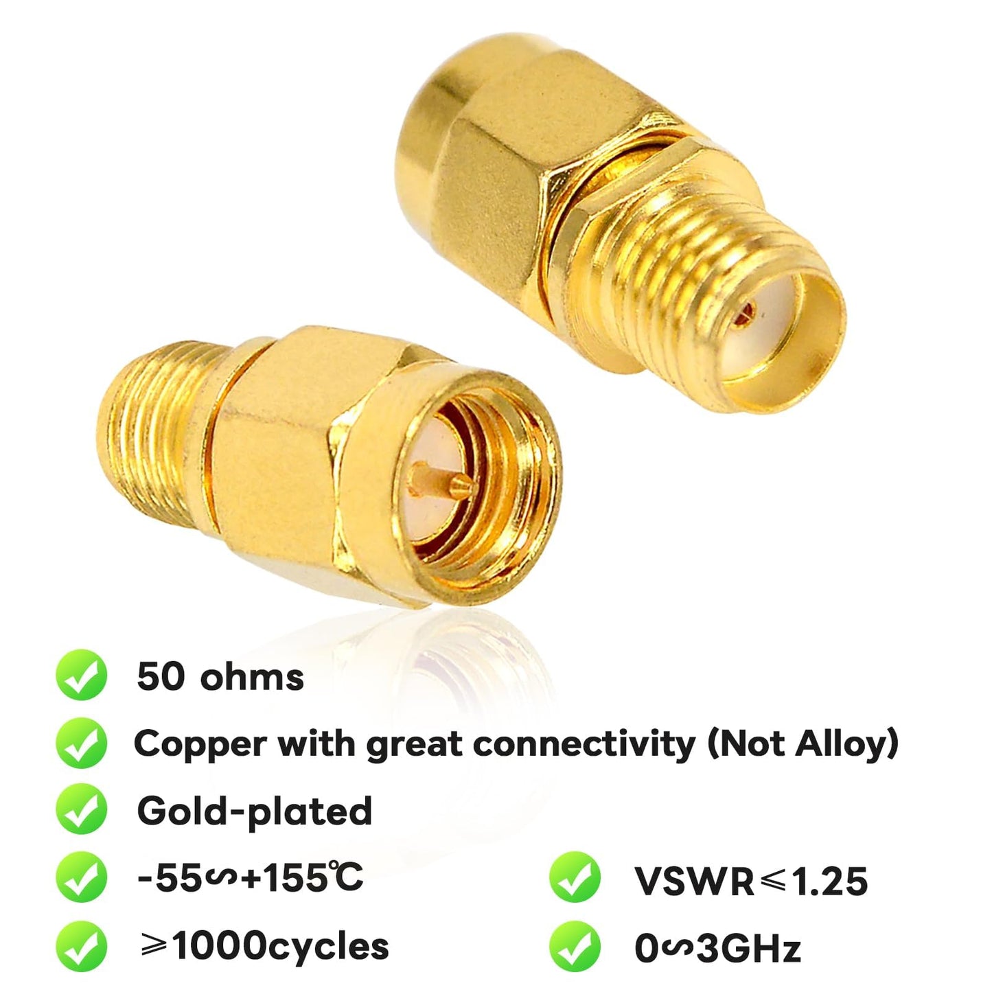 Boobrie SMA Male to Female Coax Coaxial Cable Adapter, Low Loss for WiFi & FPV Antenna Extension Cable Pack of 2