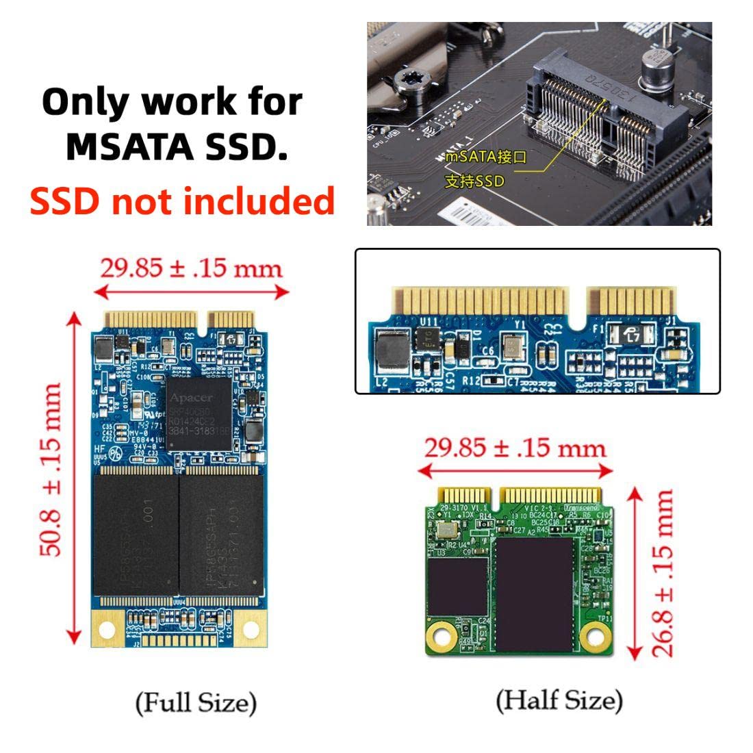 chenyang CY Mini PCI-E mSATA SSD to 1.8" Micro SATA 16Pin Hard Disk PCBA Converter Adapter