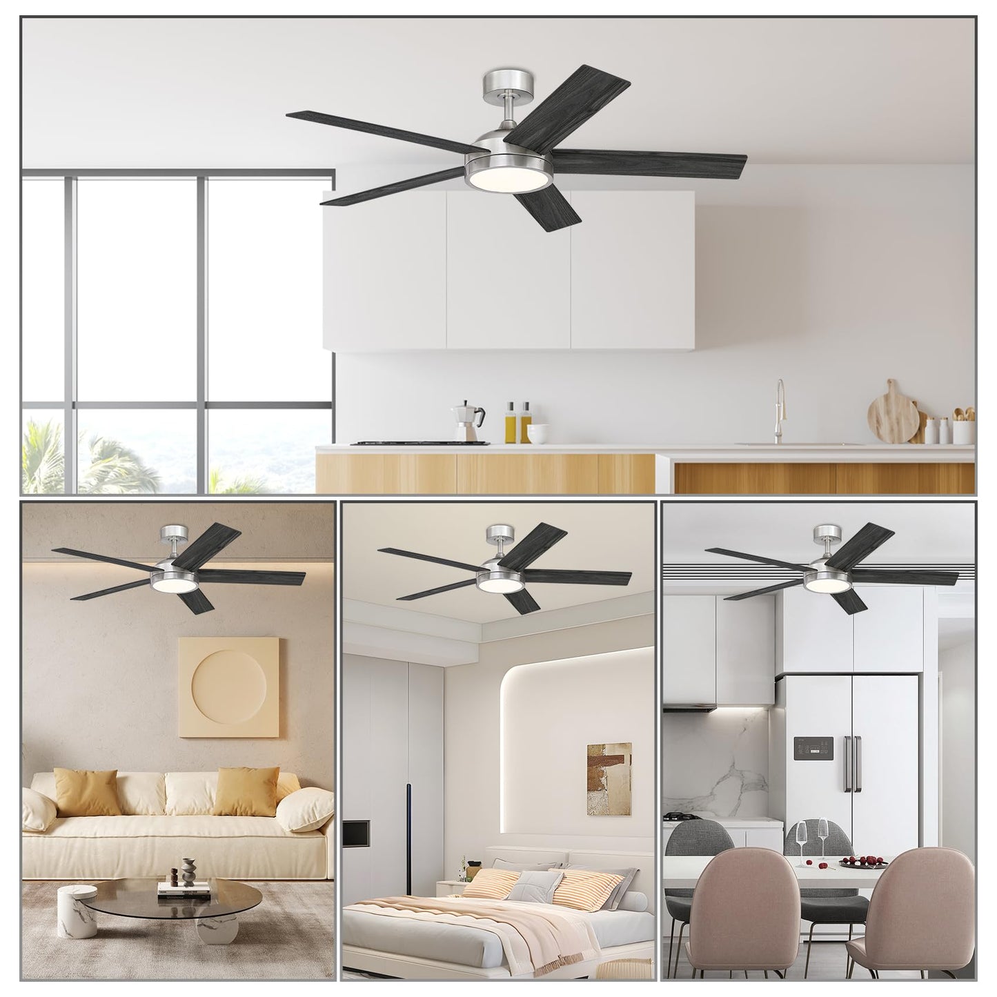 senroyal 54 Inch Ceiling Fan with Light and Remote, Dimmable Modern Farmhouse Ceiling Fan for Living Room, Dining Room, 3 Speed, Reversible Motor
