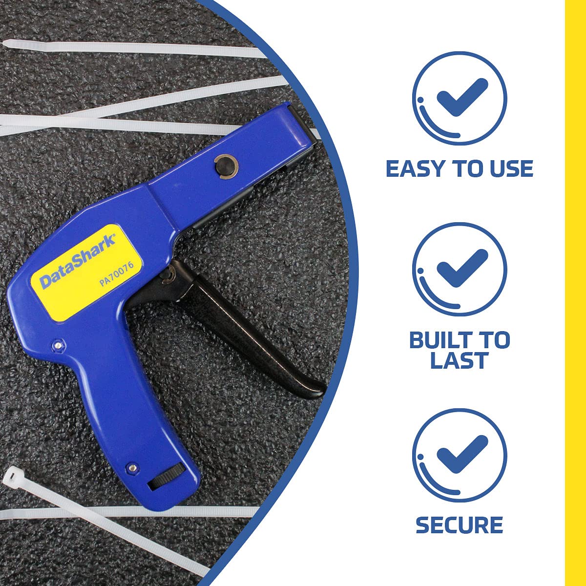 DataShark PA70076 Cable Tie Gun | Zip Tie Designed for Cable Ties up to 1/4" Wide