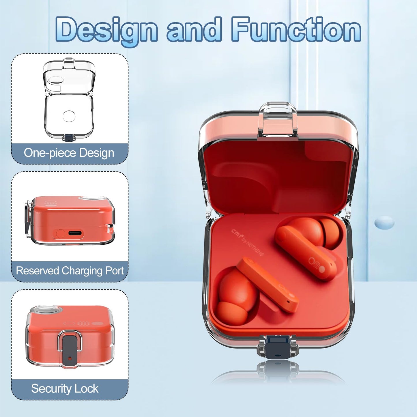 POZCIS for CMF Buds/CMF Buds 2a Case Cover, Hard PC Shell Clear Protective Earbuds Case, Headphones Case with Lanyard Accessories Set