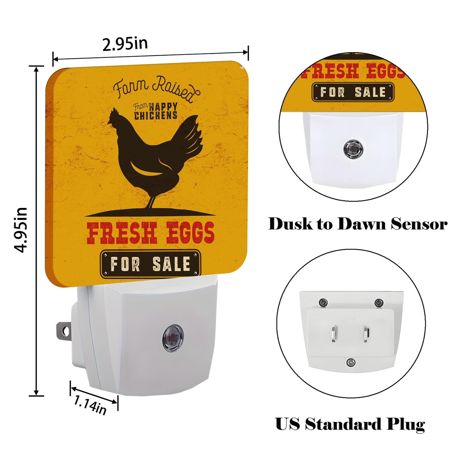 FSHVQKD Funny Chicken Night Light,Plug Into Wall for Boys Girls Bedroom Decorative Square Night Light Lamp 0.5w Sleep Friendly