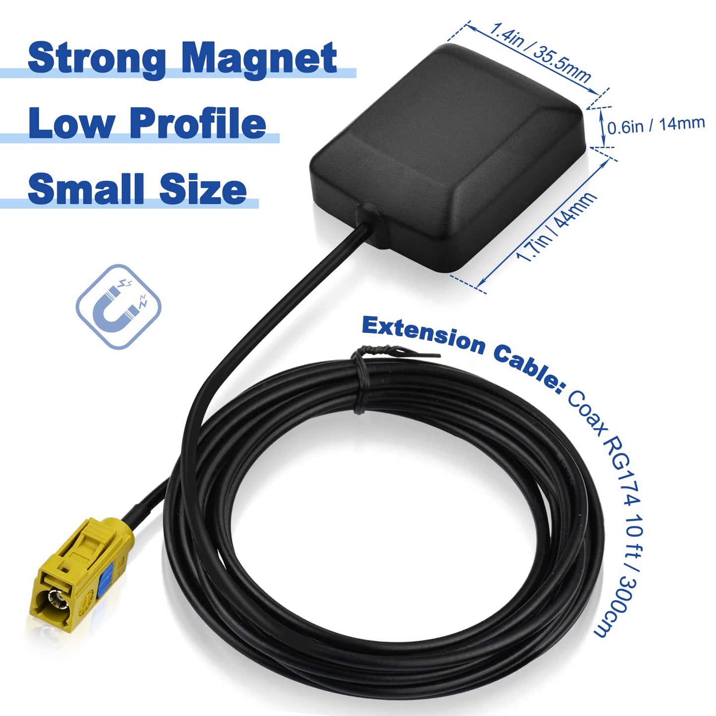 Eightwood Mini Satellite Radio Antenna Fakra K Curry Female Connector Compatible with Sirius XM Car Vehicle Trucks RV HD Hi-Fi Radio Stereo Receiver