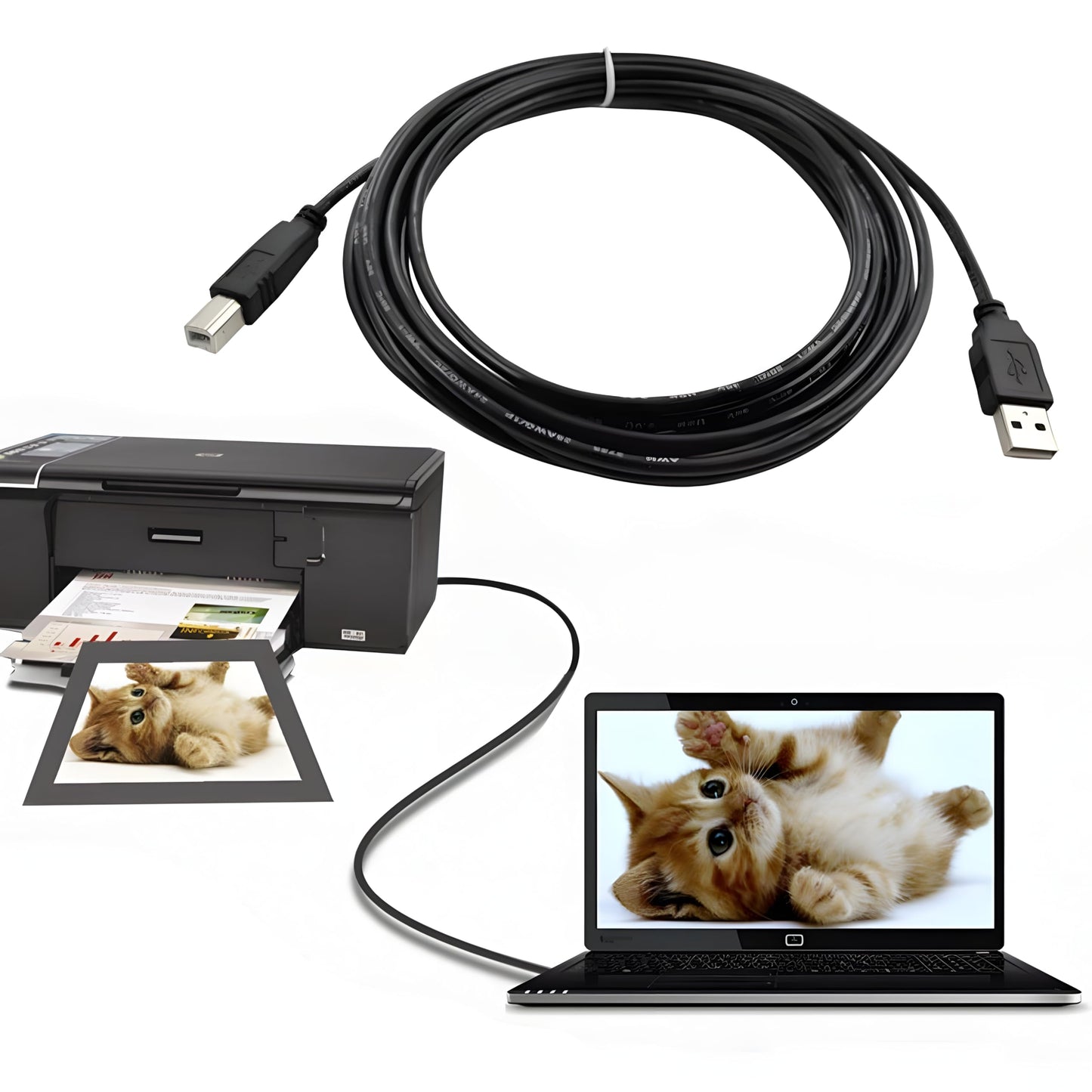 AlyKets USB 2.0 Printer Cable/Cord for Canon MX492 MX490 MX479 MX472 MP150 MP230 MP499 Printer, Brother, HP, Lexmark, Epson, Dell, Xerox, Samsung etc