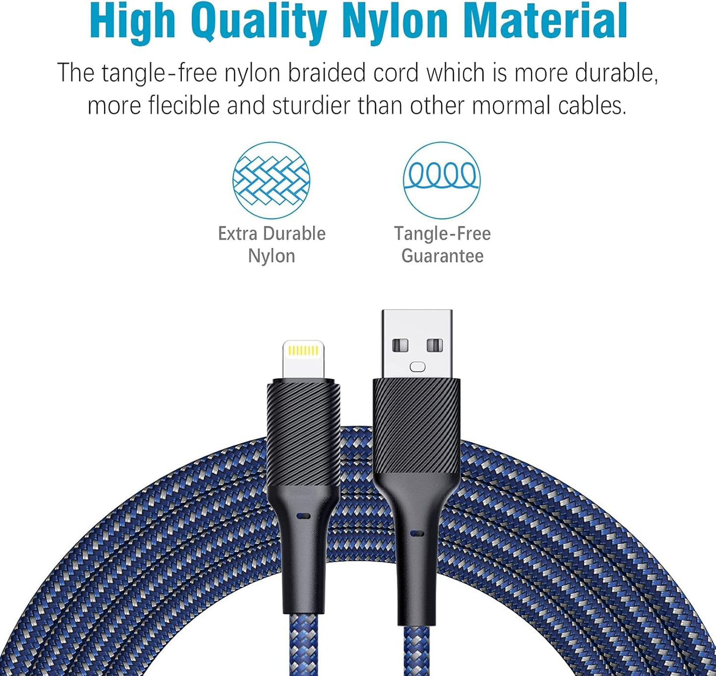 iPhone Charger Cable 10ft 5Pack,[Apple Certified] Long Lightning Cable 10 Foot iPhone Charging Cord for iPhone 12/11/11 Pro/X/Xs Max/XR/8/8…