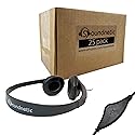 Soundnetic SNCCV Bulk Classroom Headphones 25 Pack - Stereo Headphones with Leatherette Earpads & Volume Control, Black - Ideal for Schools