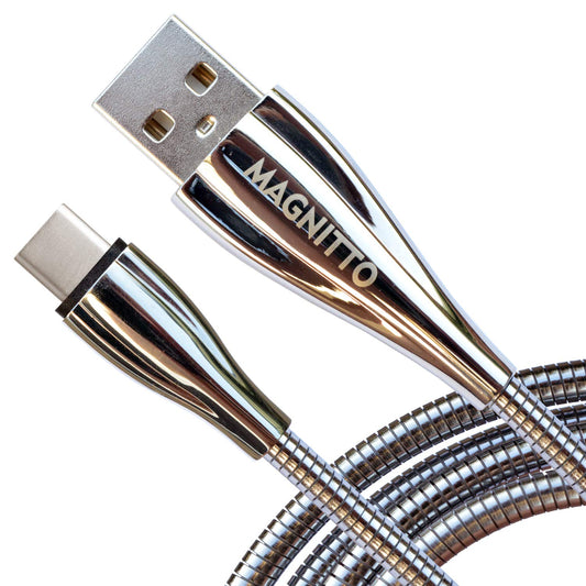 MAGNITTO USB Type C Cable, Metal Braided Cord, Fast Type-C Charger Premium Durable USB-A to USB-C Charging Cable for Samsung Galaxy S25 S24 S23 S22