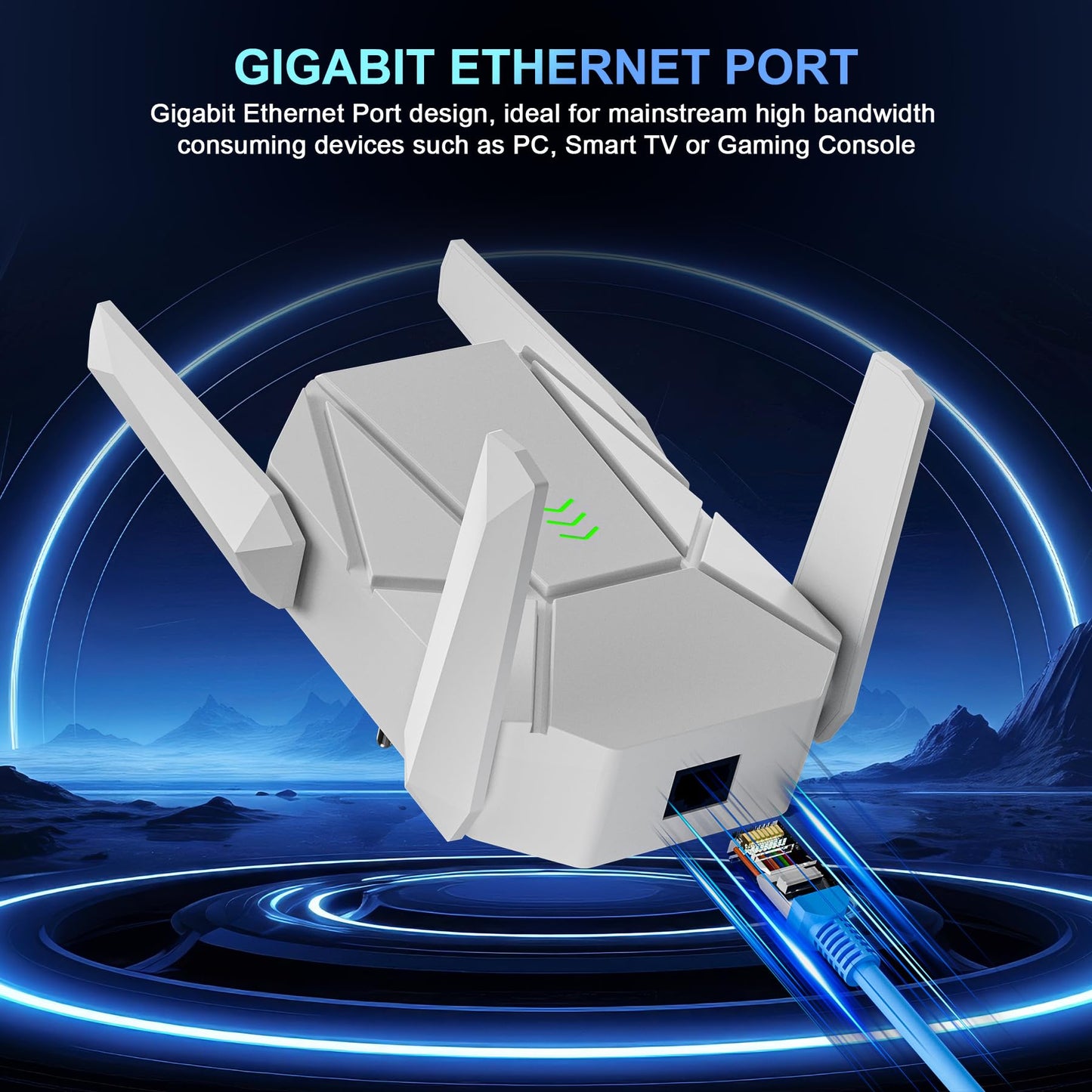 2026 AX1800 WiFi 6 Extender Signal Booster - Dual Band 2.4G/600Mbps & 5.8G/1200Mbps, WiFi Extender with Gigabit Port, 802.11AX Tech, 15999 Sq.Ft Long