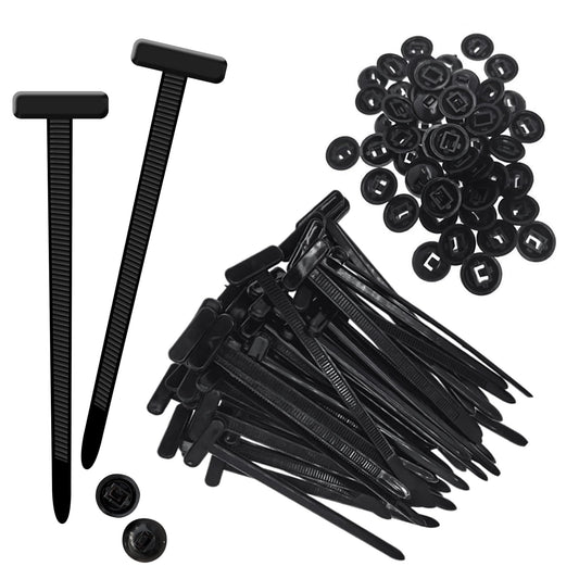 100PCS Nylon Universal Cable Tie Buckle Zip Ties - Push Mount Button Lock Clips, UV-Resistant Fasteners for Car Wire Harness, Garage, Electrical