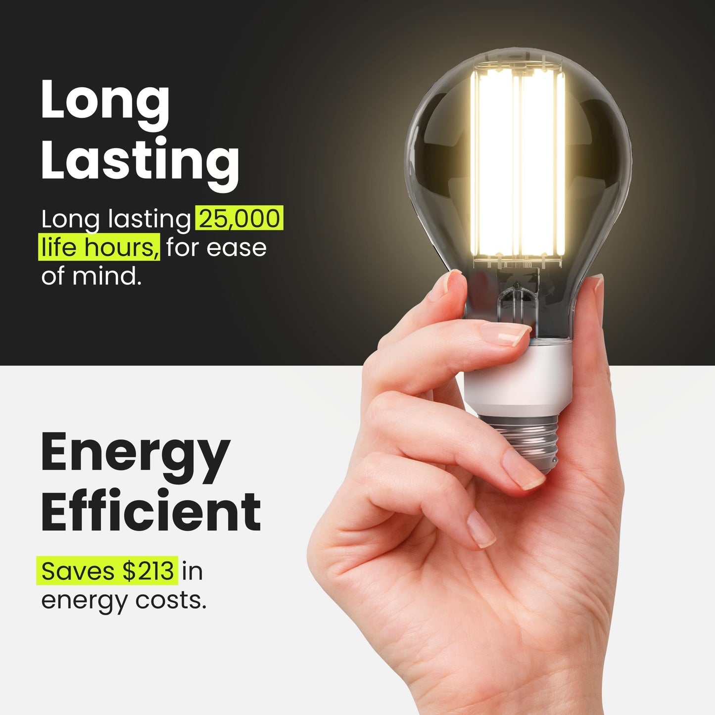 Feit Electric High Lumen A23 LED Light Bulb, Clear Glass Filament, 4060 Lumens, 300W Equivalent, 3000K Bright White, 17,000-Hour Lifetime, Ideal