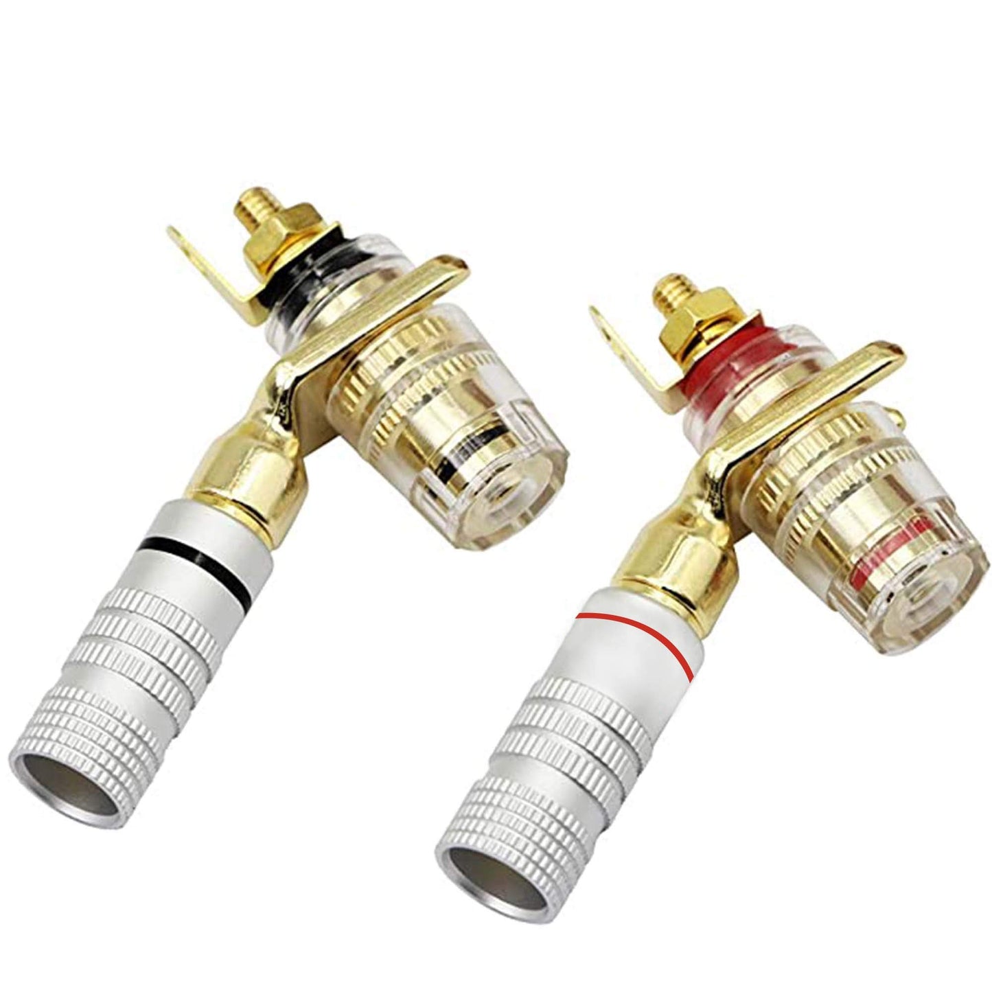 Y Spade Plug,Speaker Spade Connector, Fork Spade Plug 45 Degree for Speaker Wire, Plug Audio Jack Connector Pure Copper for Speaker Wire,Screw Locking