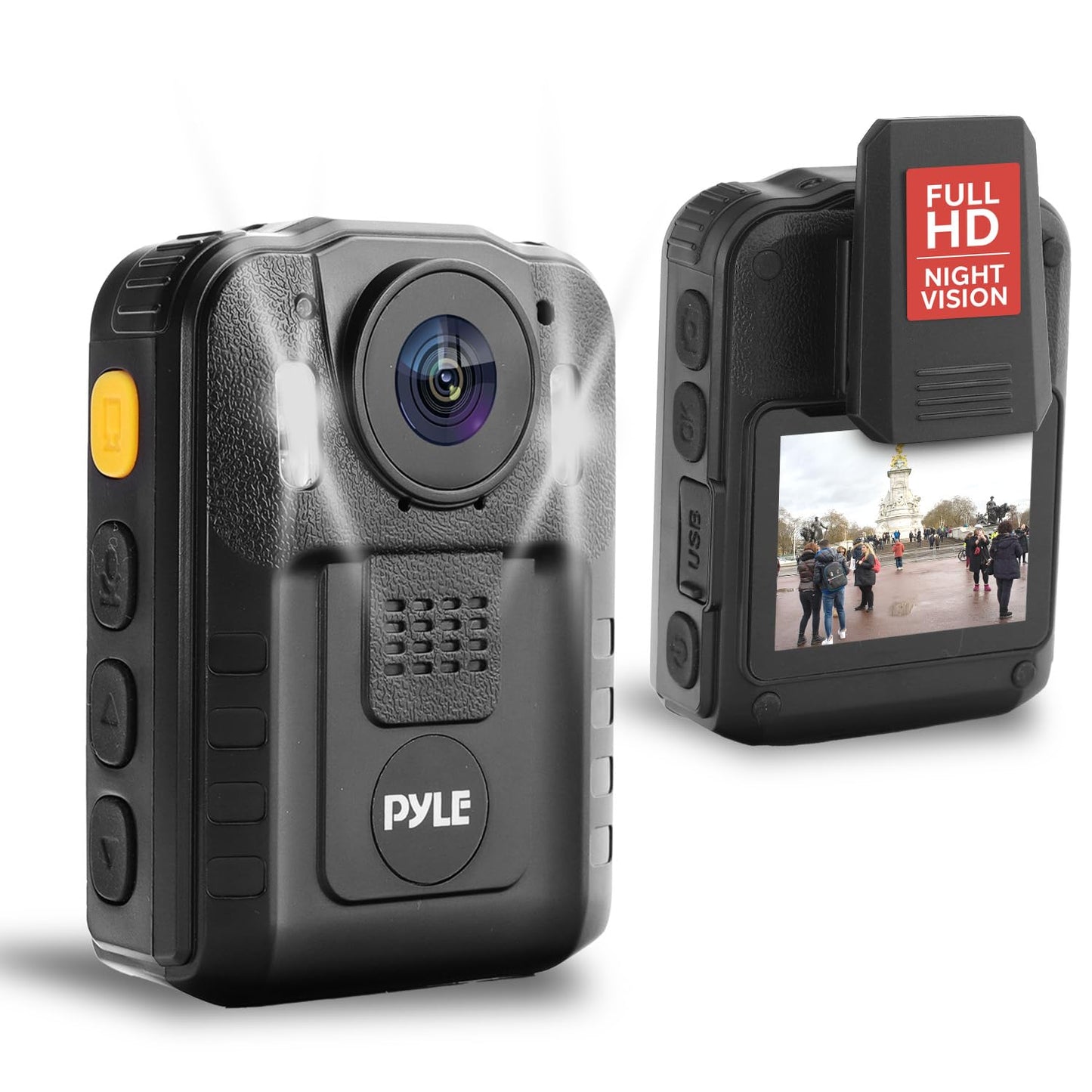 Police Security Video Compact Camera - HD 2304x1296p Rechargeable Wireless Waterproof Wearable Law Enforcement Mini Surveillance Cam, Audio Video