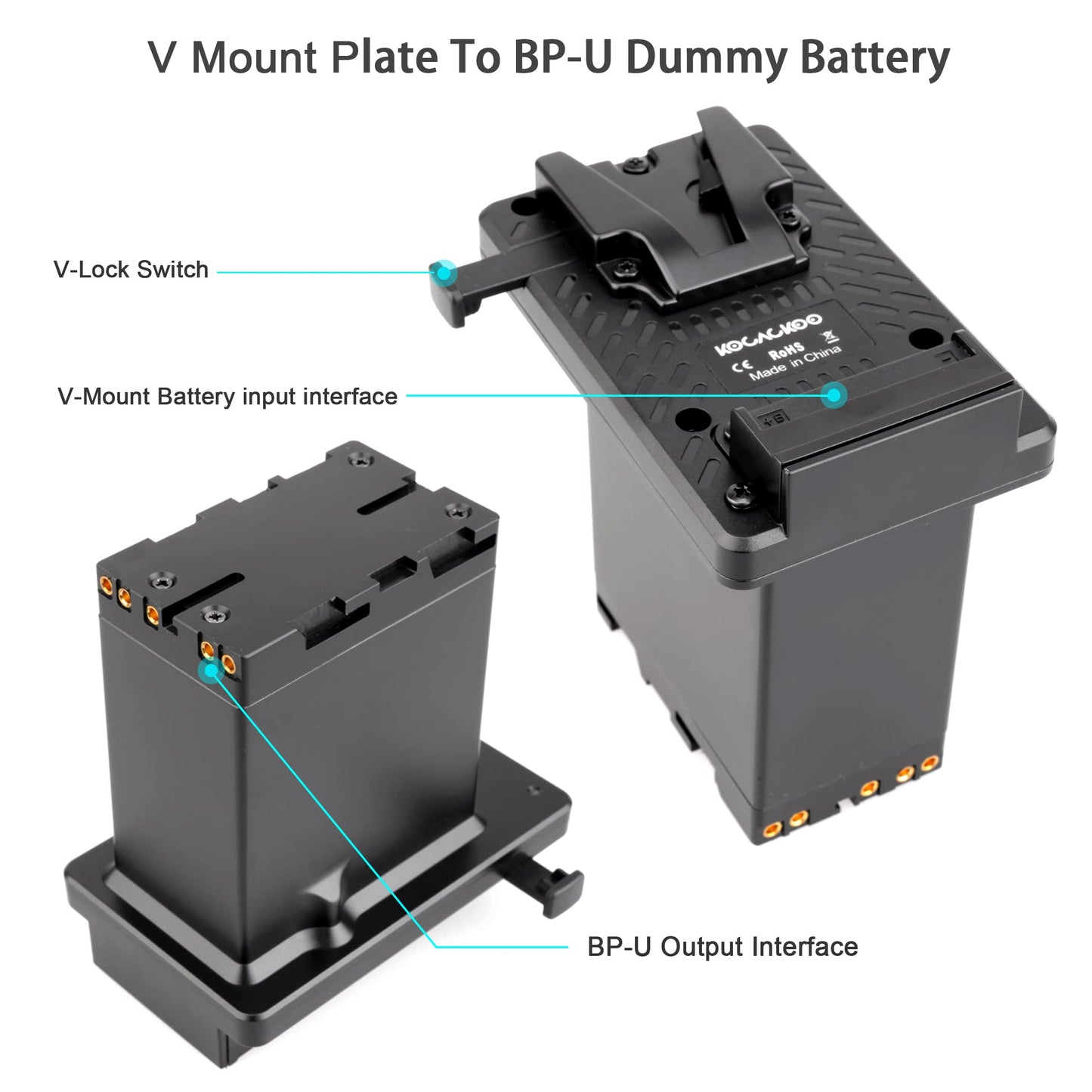 kocackoo Fully decoded V-Mount Battery to BP-U Series Battery Conversion Adapter Plate for Sony ILME-FX6/FX6VK?PXW-Z190/FS5/Z280/Z190 Camcorders, etc.