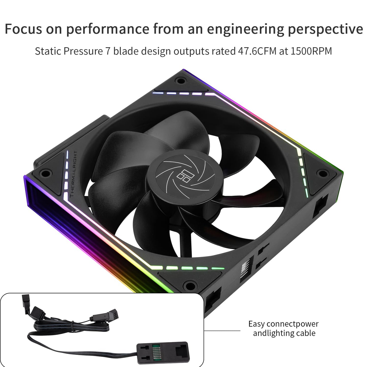 Thermalright TL-M12QR CPU Fan 120mm Case Cooler Wireless Splicing,PWM Connector Silent Computer Cooling with S-FDB Bearing, Building Blocks Version PC