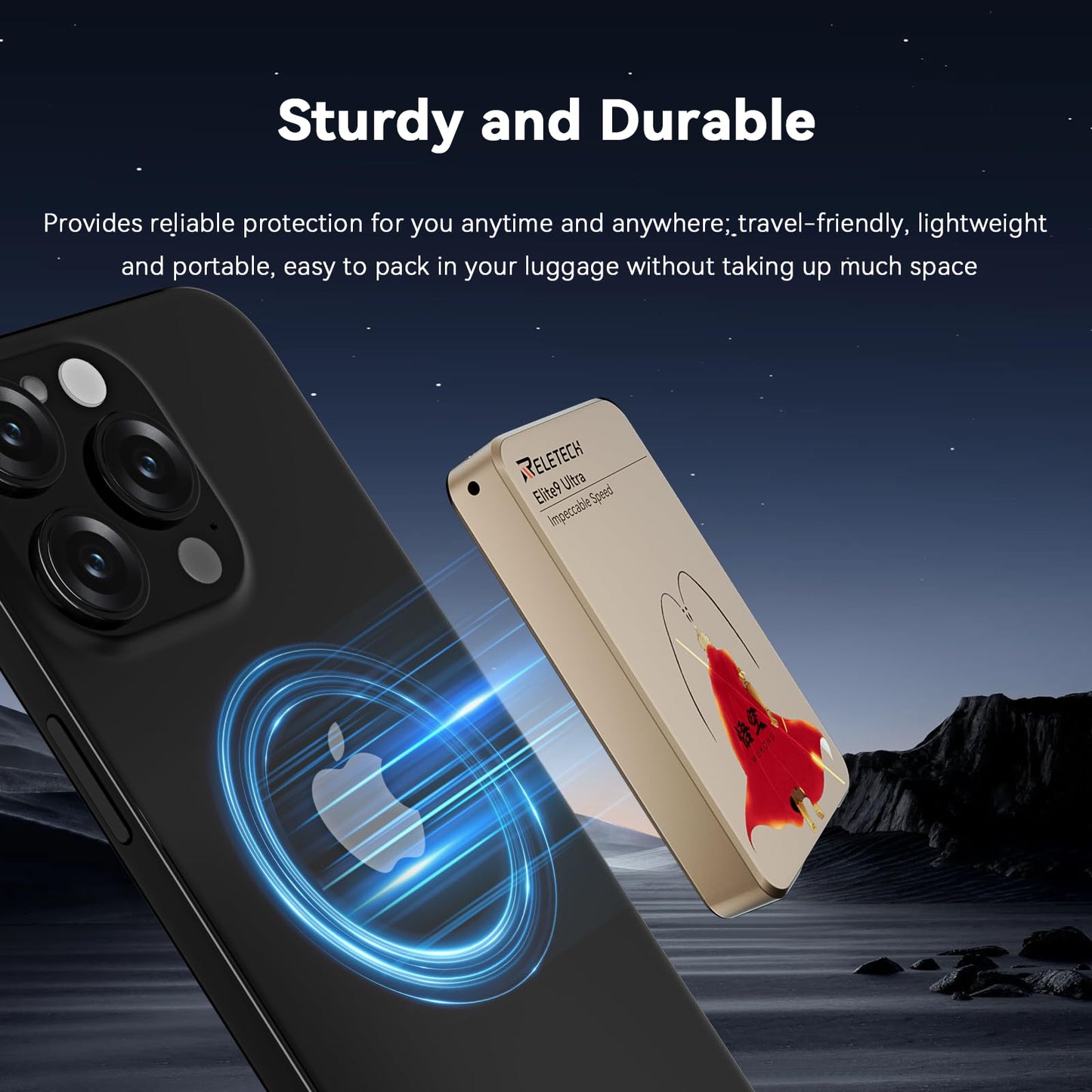 Reletech Magnetic Portable SSD, Up to 2000MB/s, Elite9 Ultra USB 3.2 Gen 2x2 External Solid State Drives Compatible w/Type-C