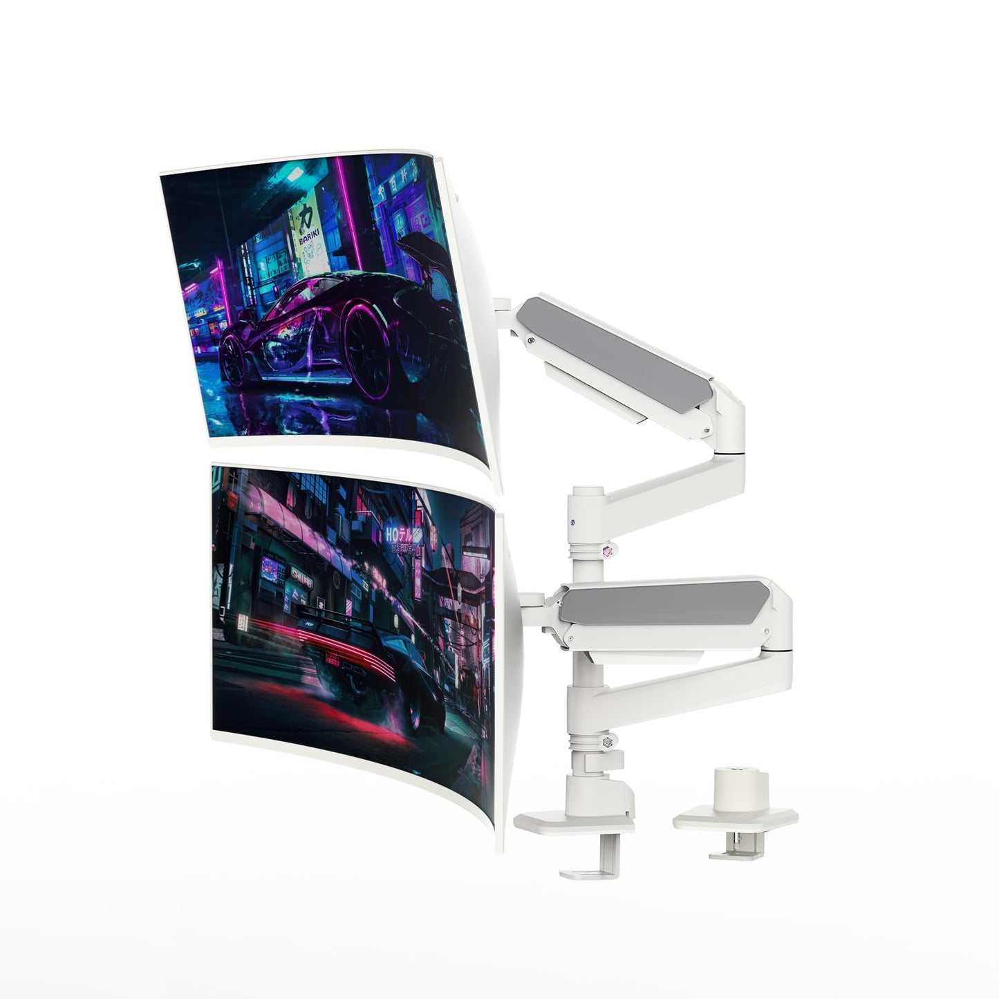 Dual Monitor Arm for 17-49 Inch Ultrawide Screens, Dual Monitor Mount Heavy Duty up to 44lbs, Adjustable Vertical Stacked Full Motion Dual Monitor Arm