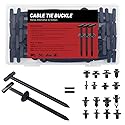 30PCS Nylon Universal Cable Tie Buckles, Multi-functional T Rivet Zip Ties - Automotive Zipper Clips with Pin & Button Design for Car Daily Repair