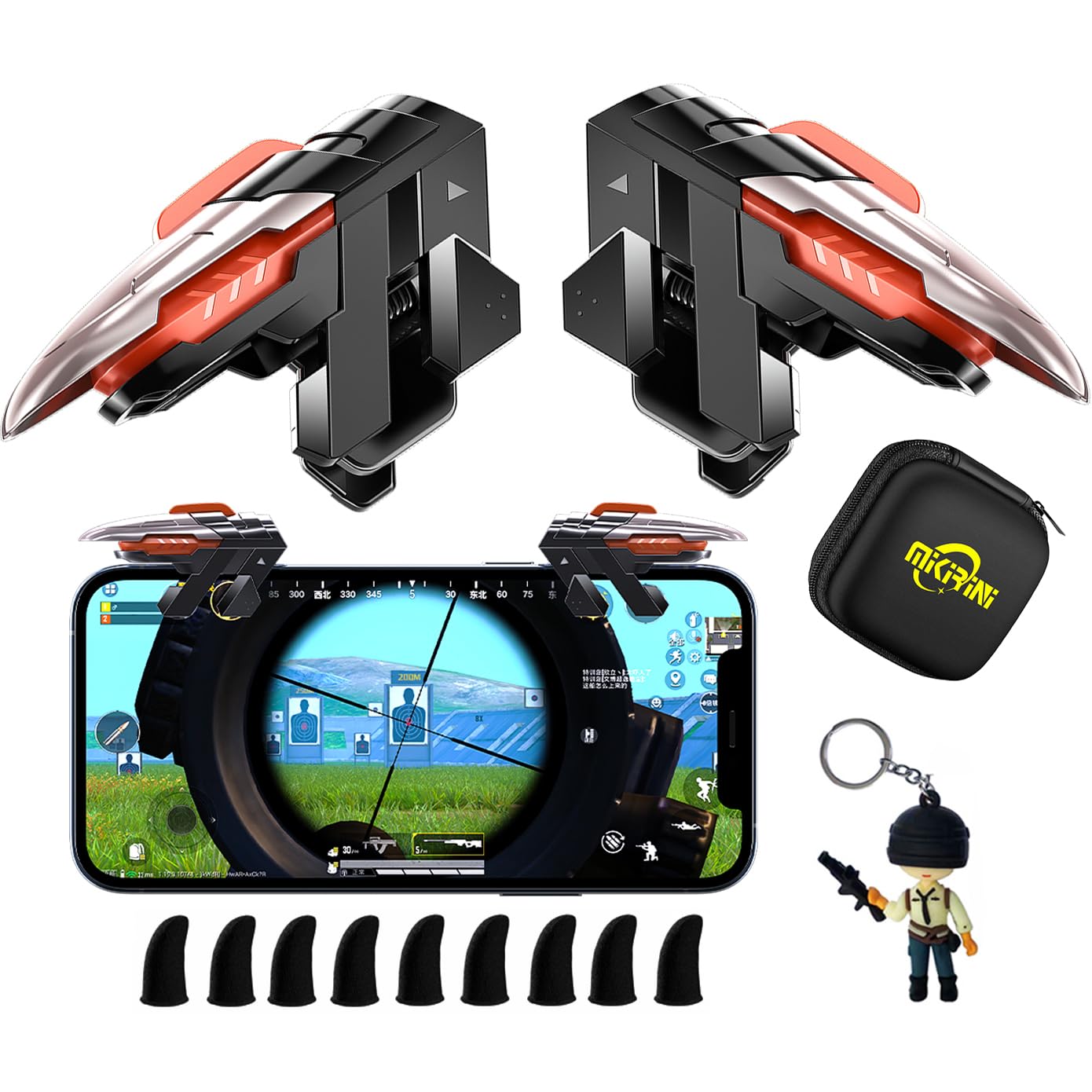 Mikirini 13 in 1 PUBG Mobile Controller Combo Kits, Mobile Phone L2R2 4 Triggers for PUBG/Call of Duty/Apex, Aim & Fire Trigger for iPhone & Android
